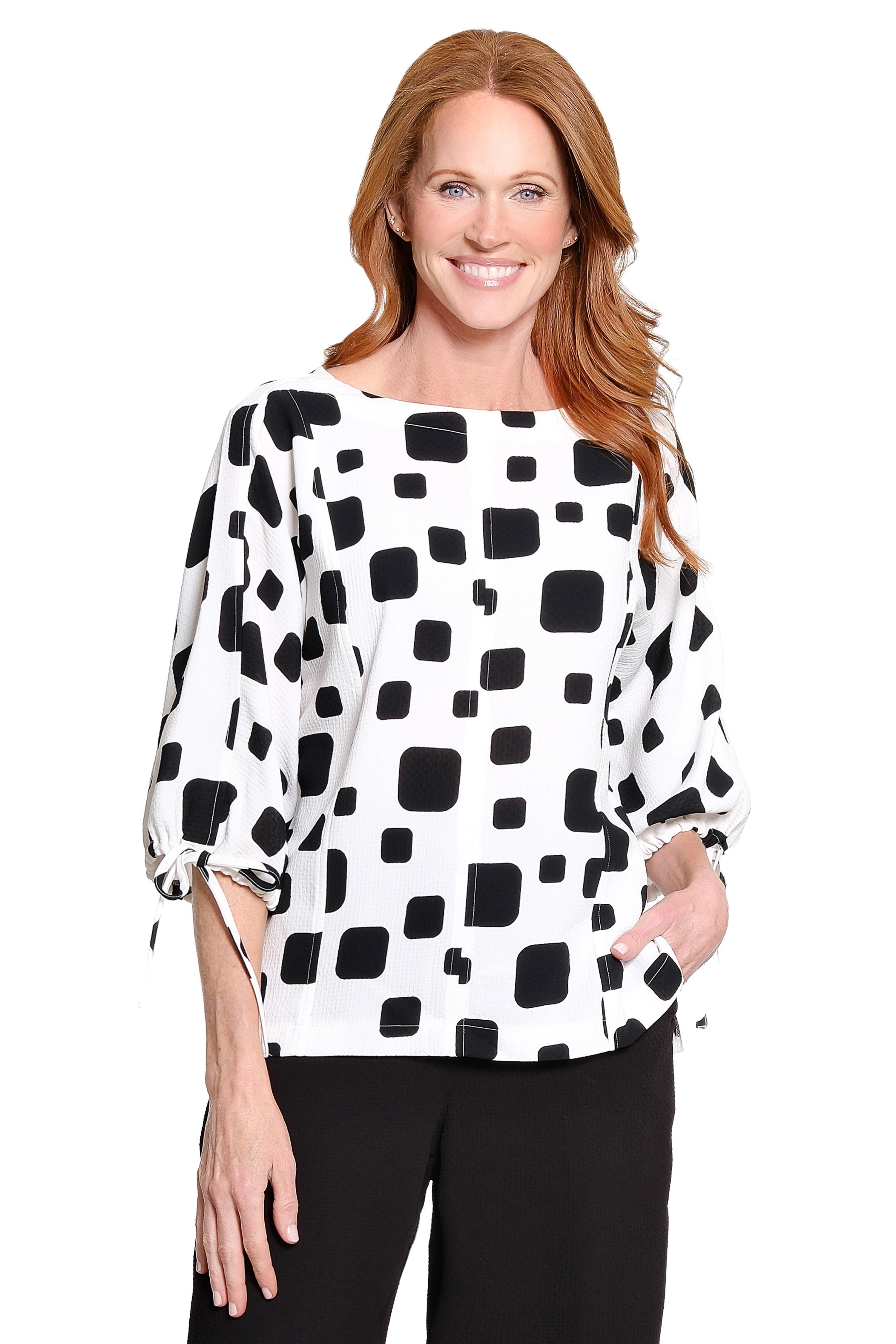 Popover Top with Cinch-Tie Sleeves - Square Multi