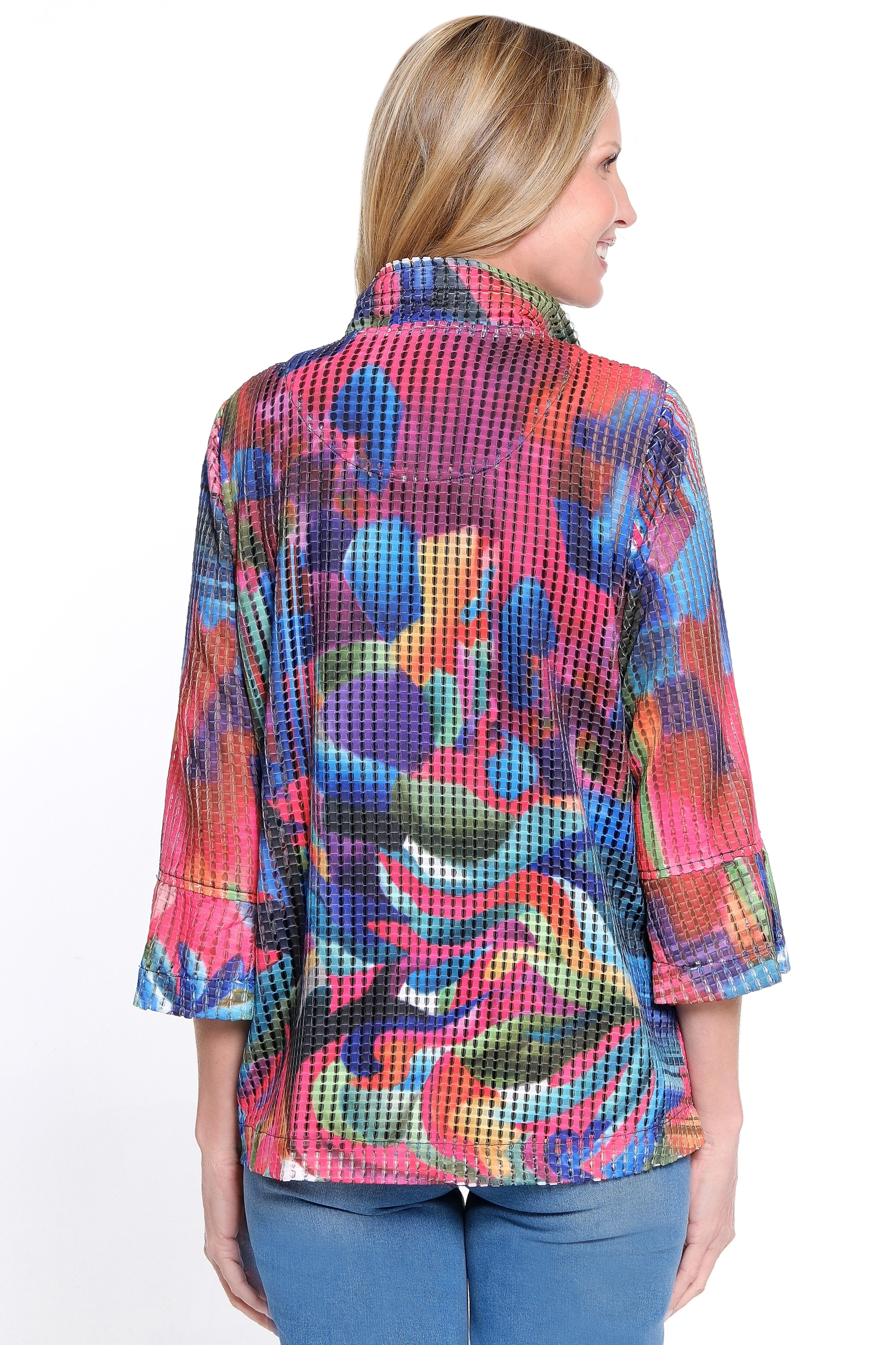 Textured Knit Jacket - Abstract Multi