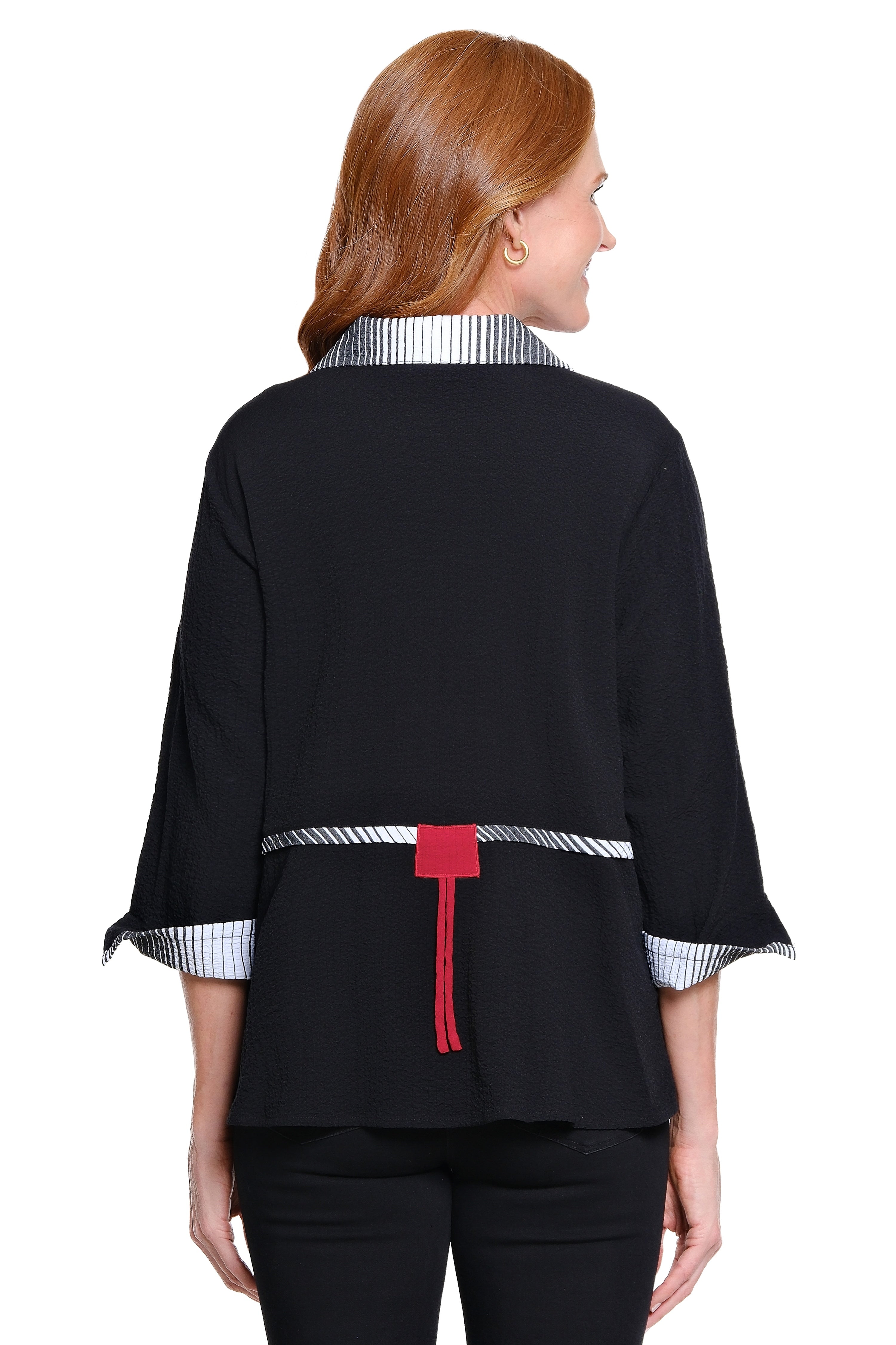 Textured Yarn-Dye Tunic - Black/White Print