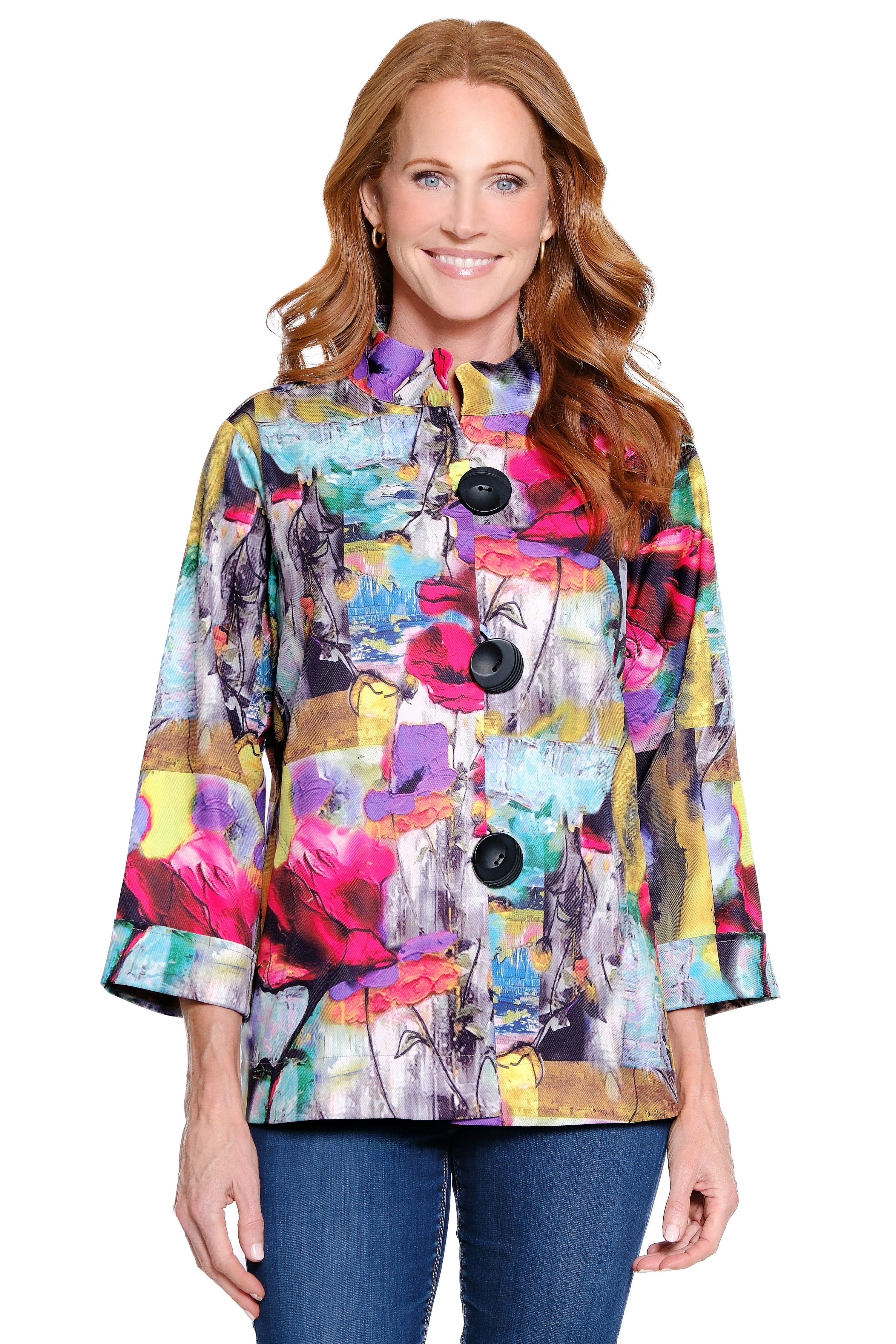 Stand Collar Jacket - Plus - Multi