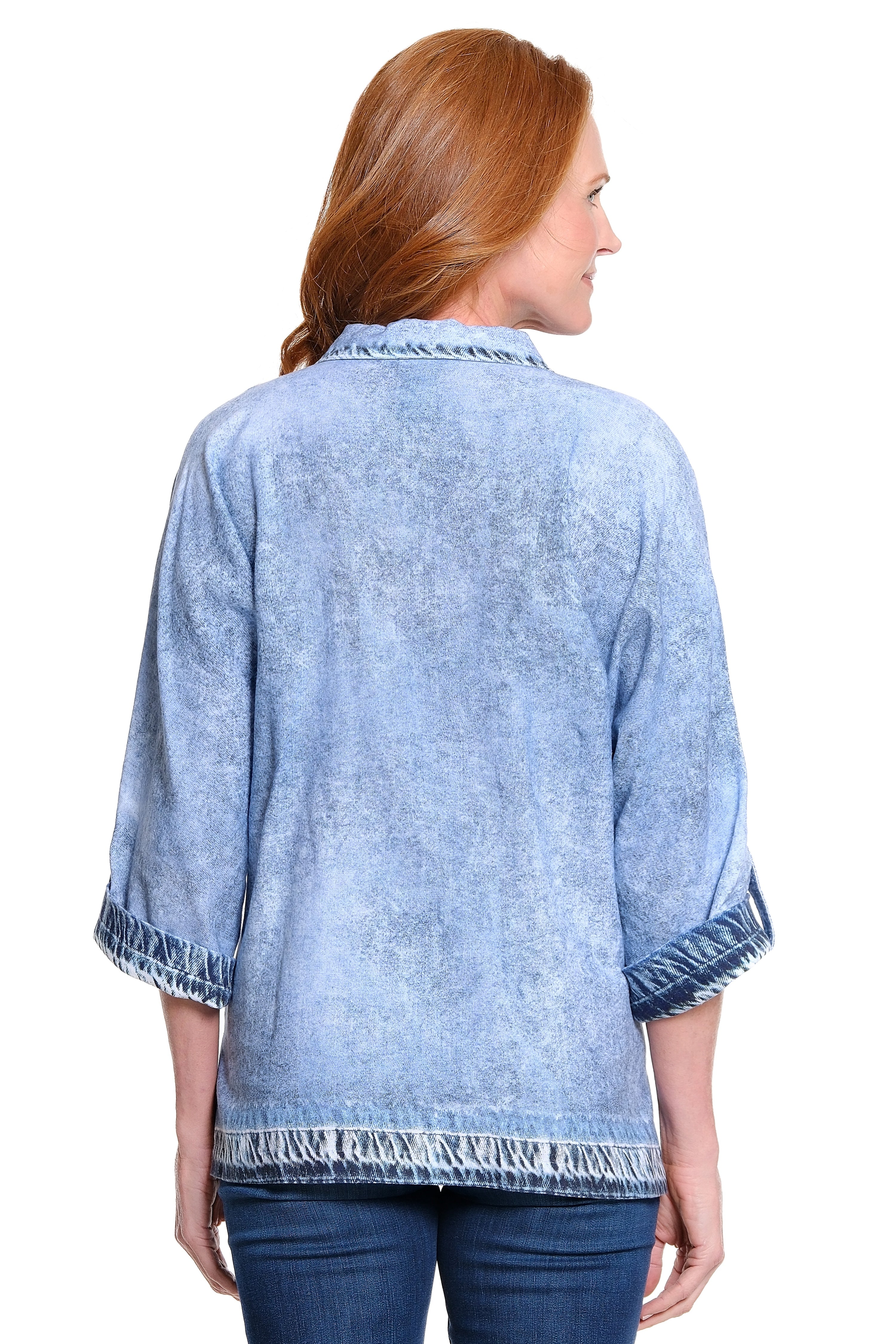 Button Front Woven Tunic - Indigo