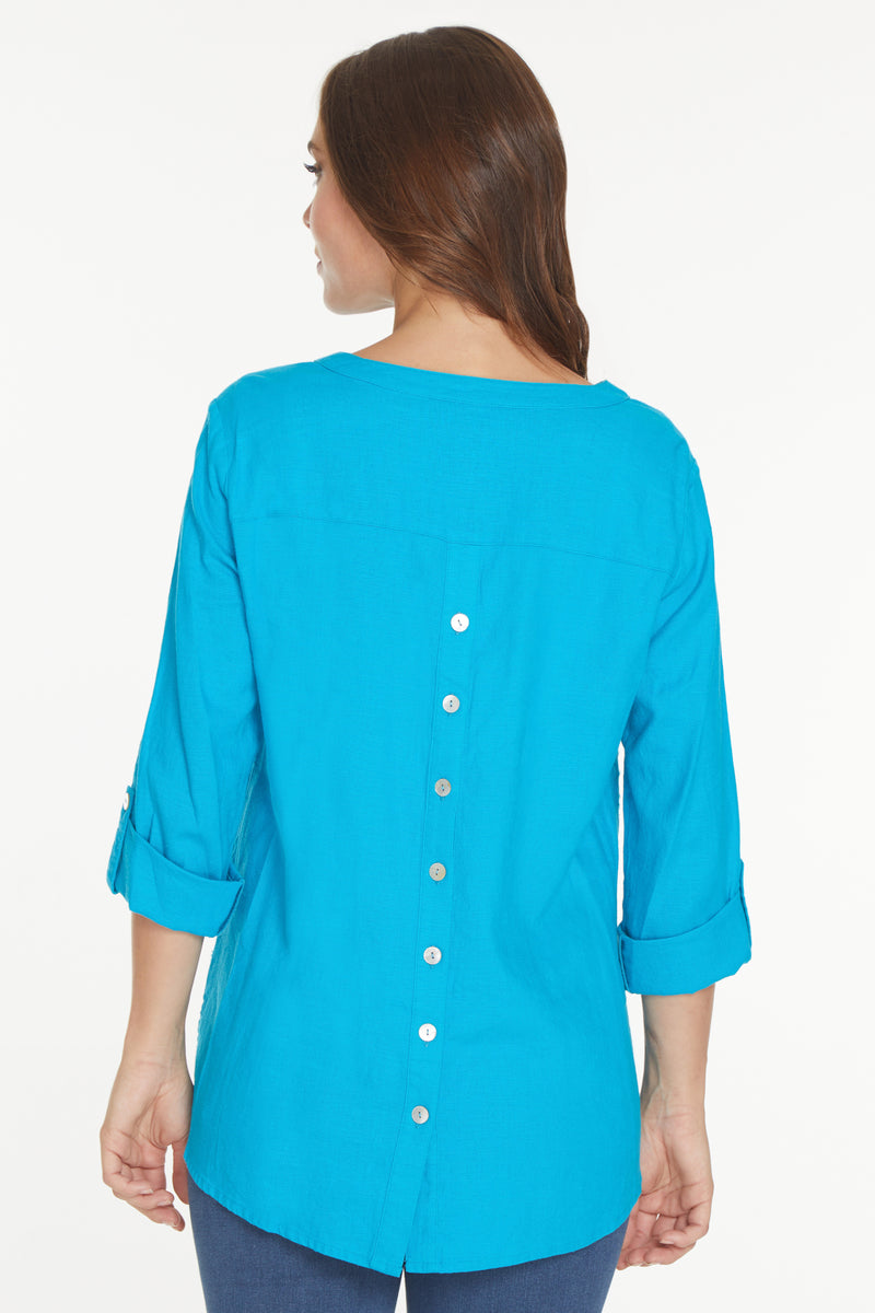 Embroidered Woven Tunic - Teal
