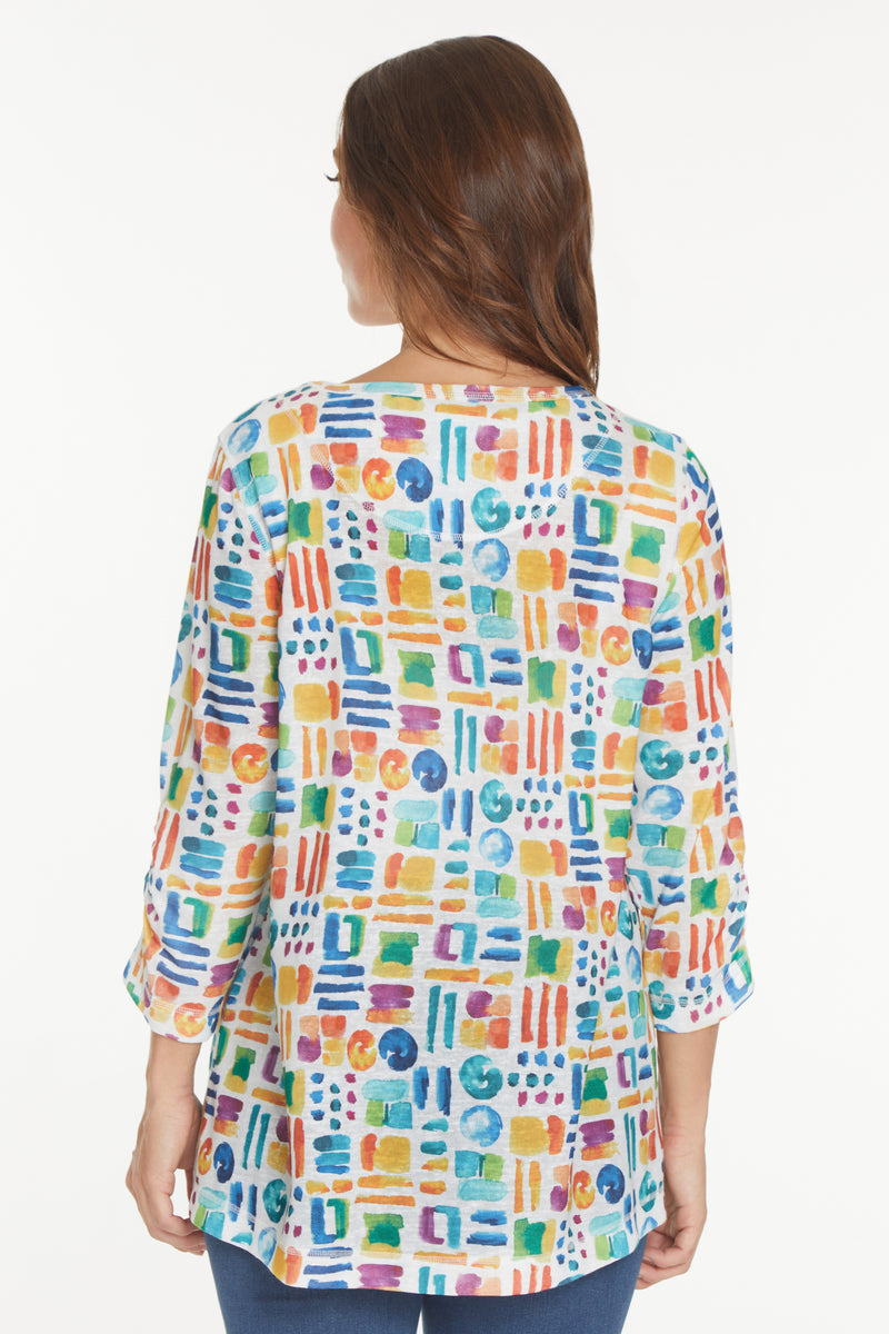 Print Knit Tunic - Tile Multi