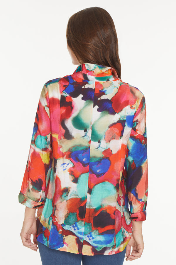 Button Front Tunic - Abstract Multi