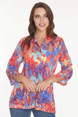 Snap Front Tunic - Women's - Abstract Multi