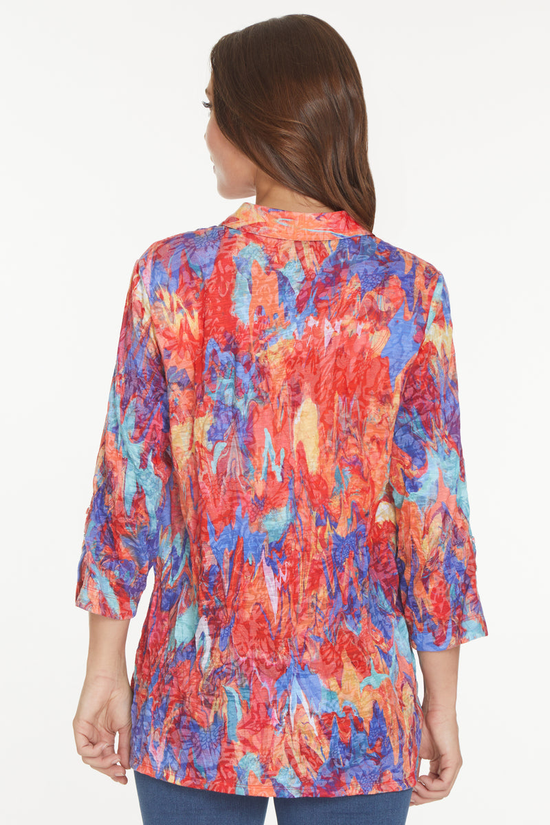 Snap Front Tunic - Abstract Multi