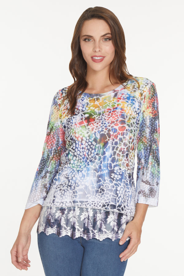 Burnout Lace Hem Tunic - Women's - Multi