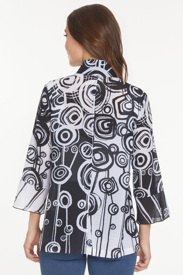 Woven Print Jacket - Women's - Black/White