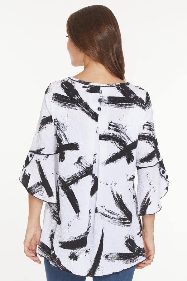 Bell Sleeve Tunic - Black/White