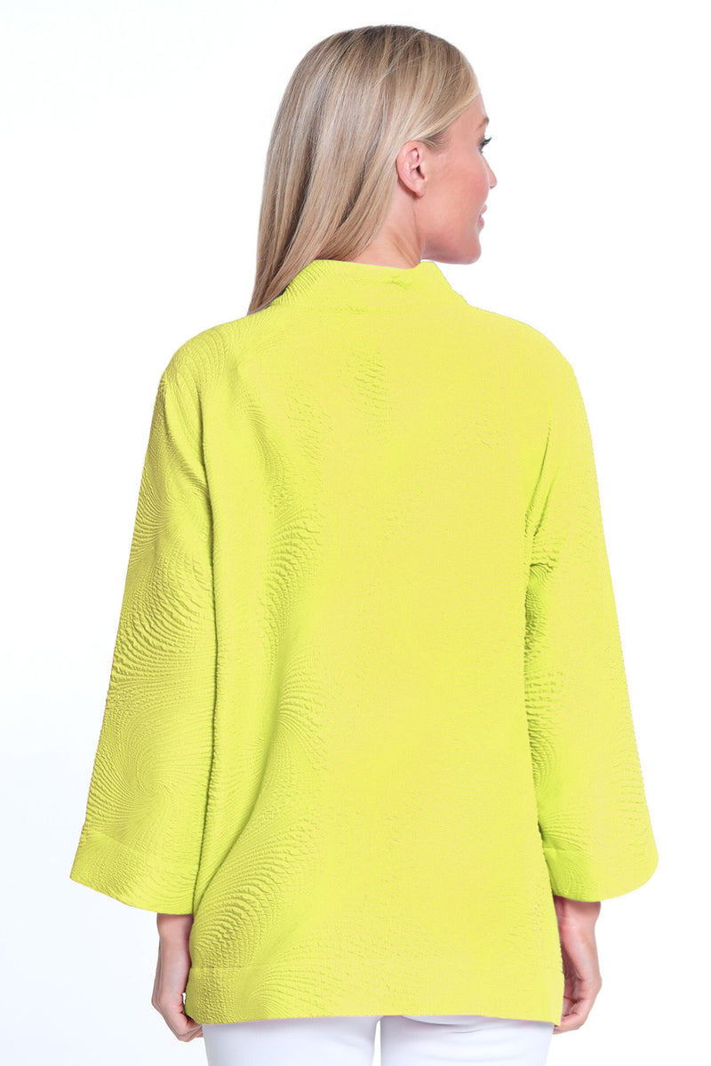 Textured Single Button Front Jacket - Citron