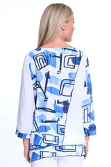 Printed Asymmetrical Hem Tunic - Women's - Blue/White