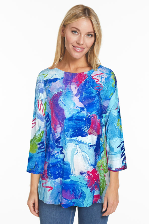 Print Knit Tunic - Abstract Multi