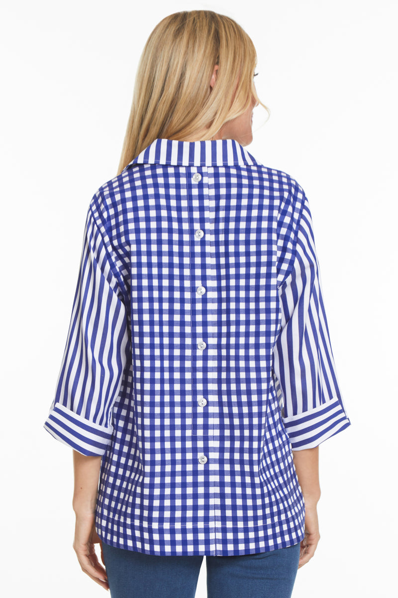 Woven Pop Over Tunic- Blue Stripe