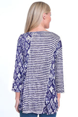 Crinkle Knit Tunic-Women's- White/Blue