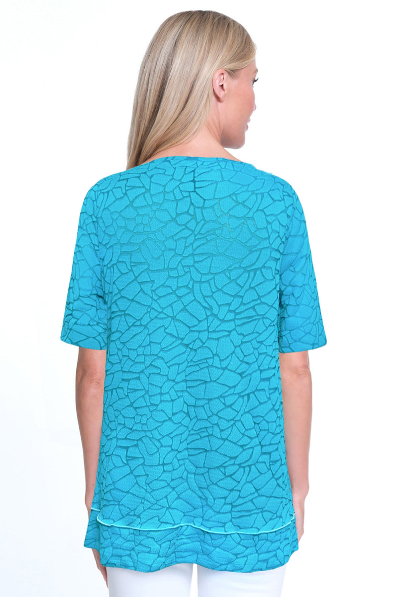 Knit Pop Over Tunic- Petite-Turquoise