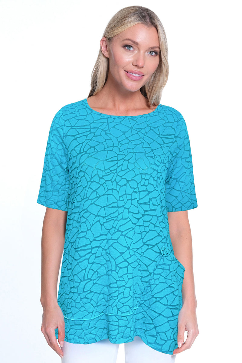 Knit Pop Over Tunic- Turquoise