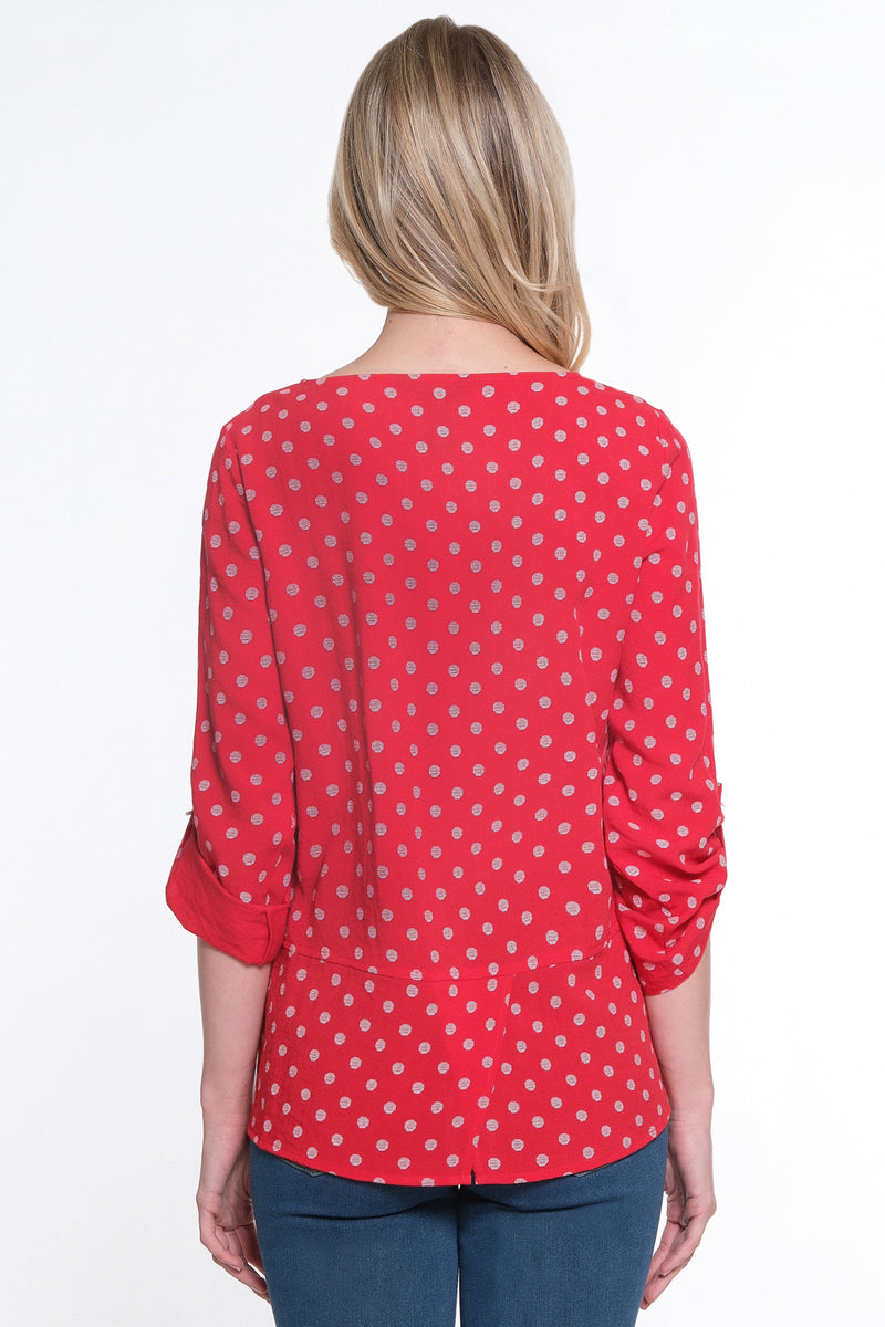 Jacquard Pop Over Tunic- Red