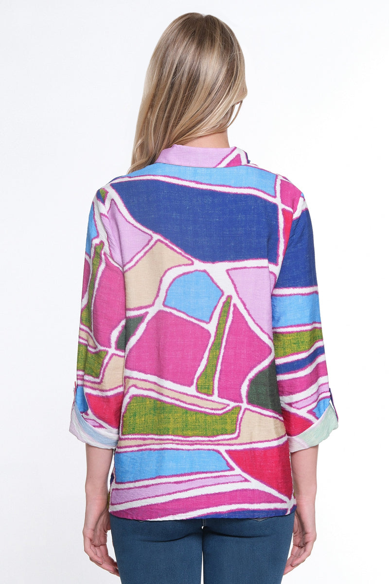 Button Front Tunic- Petite-Multi