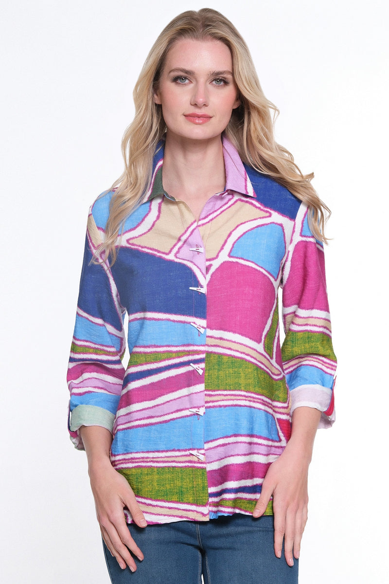 Button Front Tunic-Women's- Multi