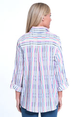 Woven Button Front Tunic- Petite-Multi