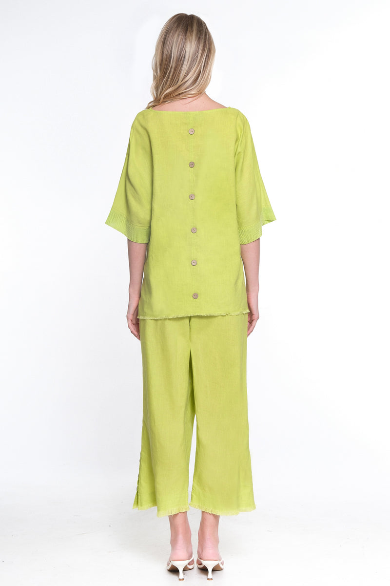 Woven Pop Over Tunic- Lime