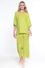 Woven Pop Over Tunic- Women's-Lime