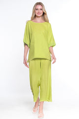 Pull On Wide Leg Pant-Women's- Lime