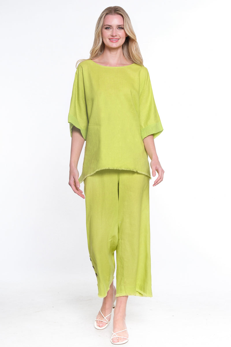 Woven Pop Over Tunic- Lime