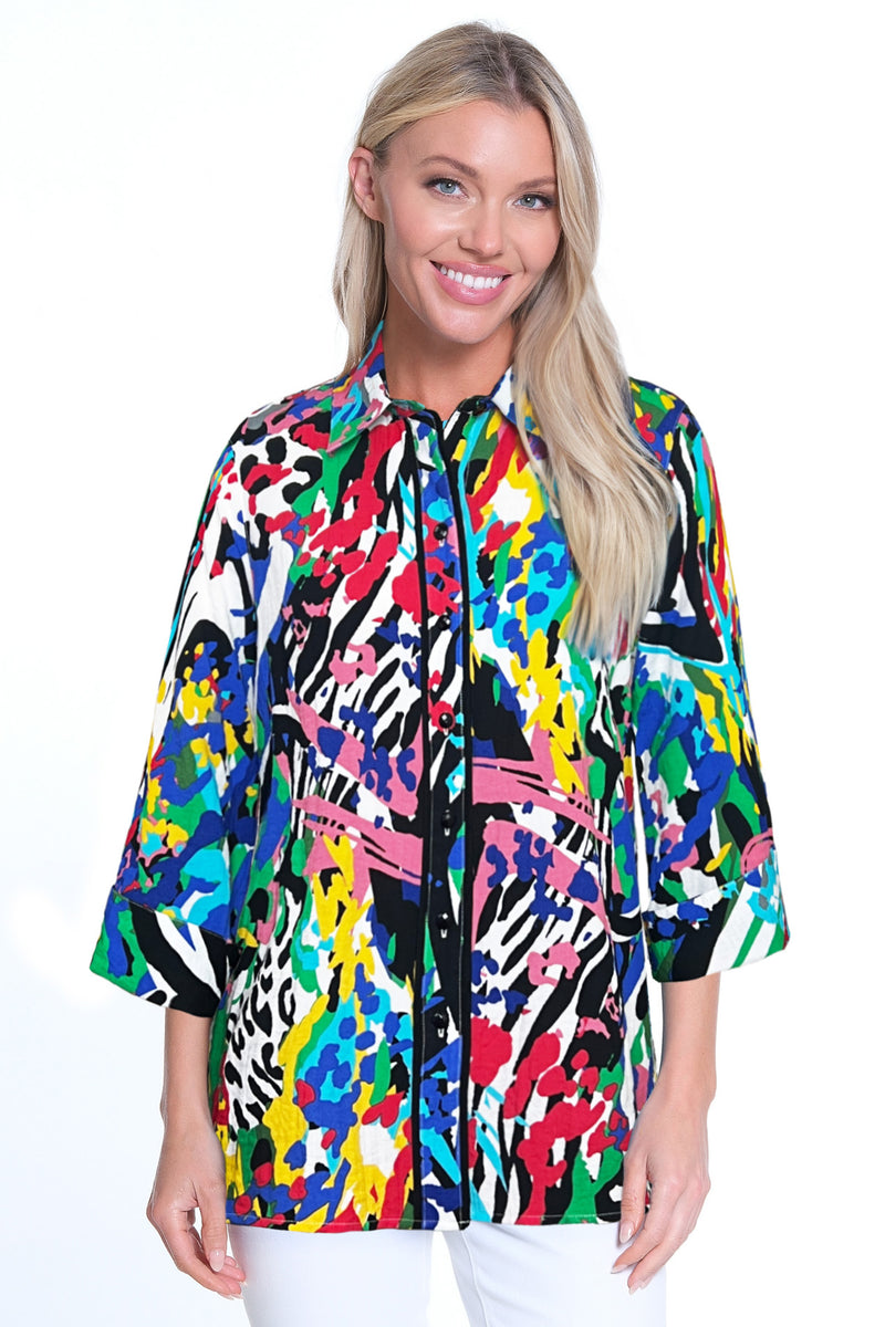 Button Front Tunic- Multi