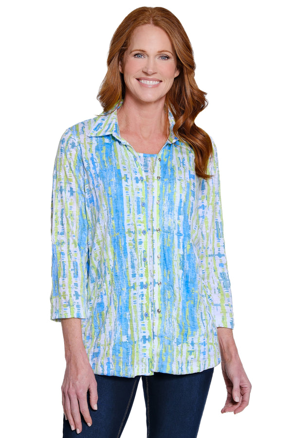 Print Tunic & Tank Set - Petite - Green Print