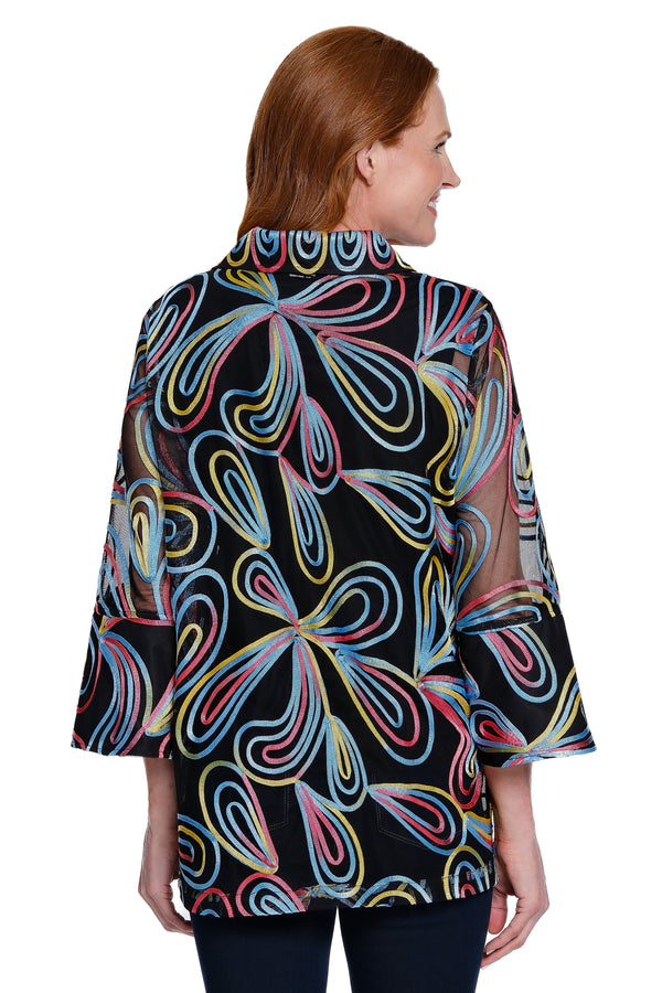 Print Woven Button Front Jacket - Plus - Abstract Multi