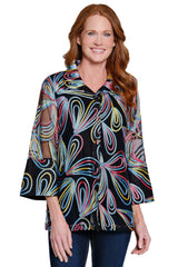 Print Woven Button Front Jacket - Petite - Abstract Multi