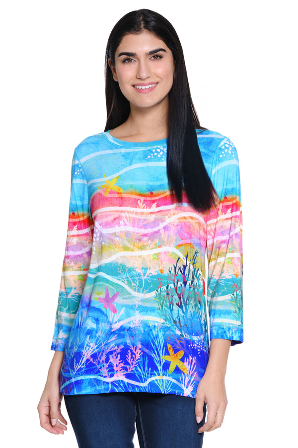 Print Knit Popover Tunic - Plus - Abstract Multi