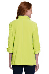 Button Front Wire Collar Top - Plus - Soft Lime