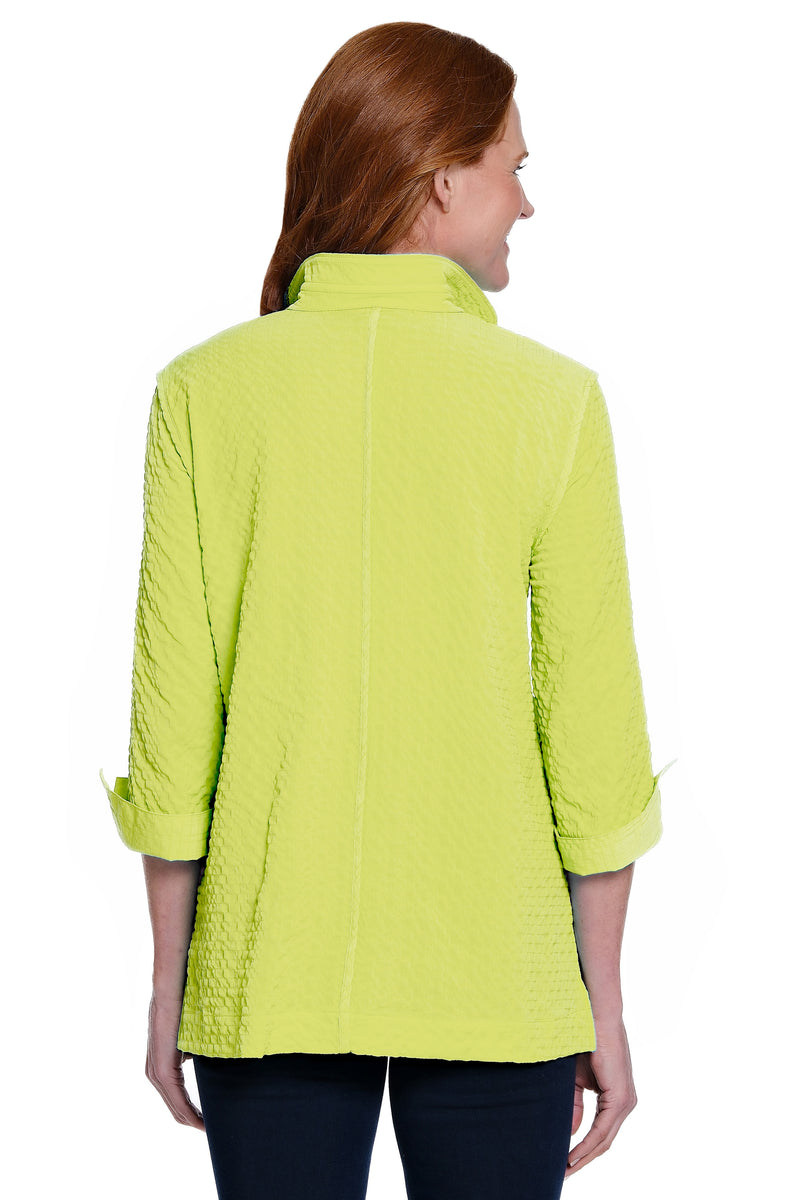 Button Front Wire Collar Top - Plus - Soft Lime