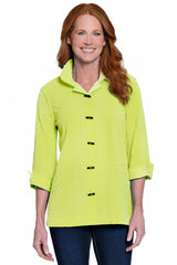 Button Front Wire Collar Top - Plus - Soft Lime