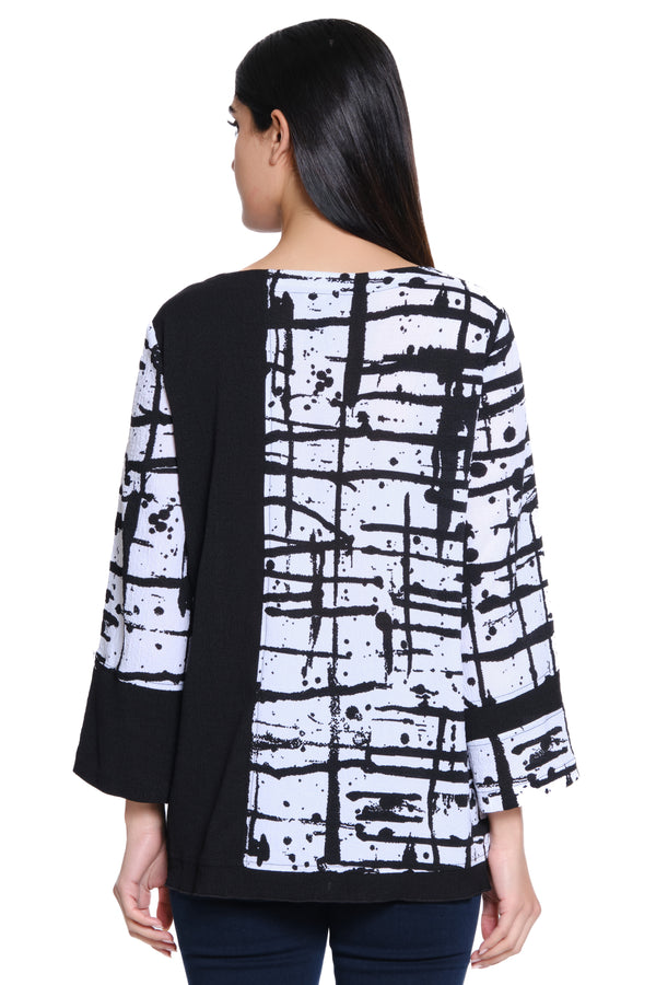Mixed Media Top - Plus - Abstract Multi