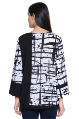 Mixed Media Top - Petite - Abstract Multi
