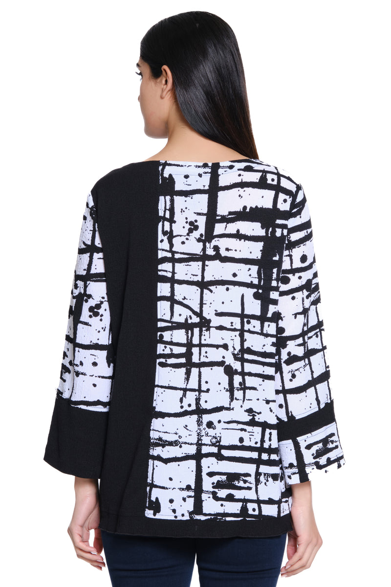 Mixed Media Top - Petite - Abstract Multi
