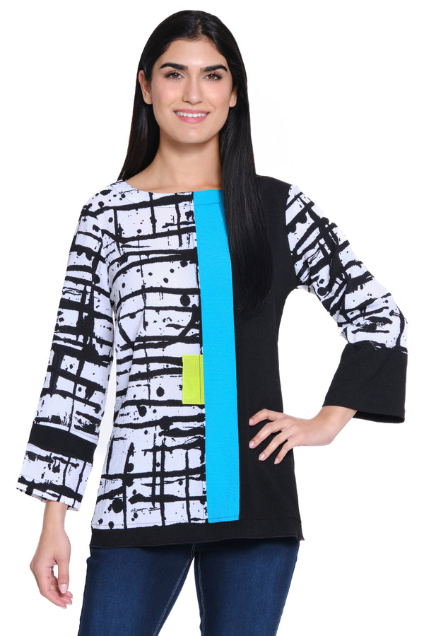 Mixed Media Top - Plus - Abstract Multi
