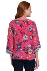Pop-Over Tie-Front Tunic - Plus - Red
