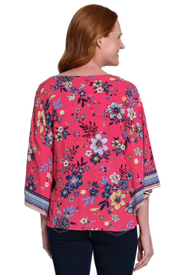 Pop-Over Tie-Front Tunic - Plus - Red