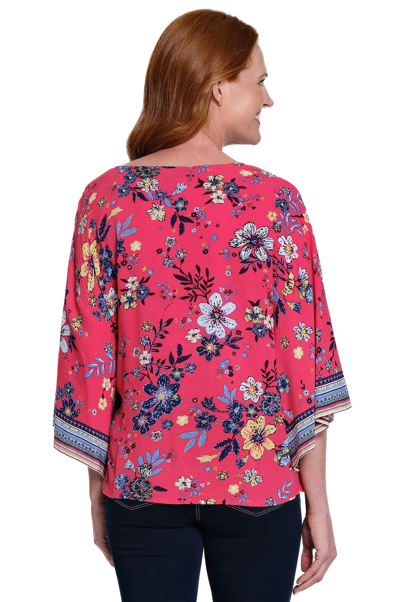 Pop-Over Tie-Front Tunic - Plus - Red