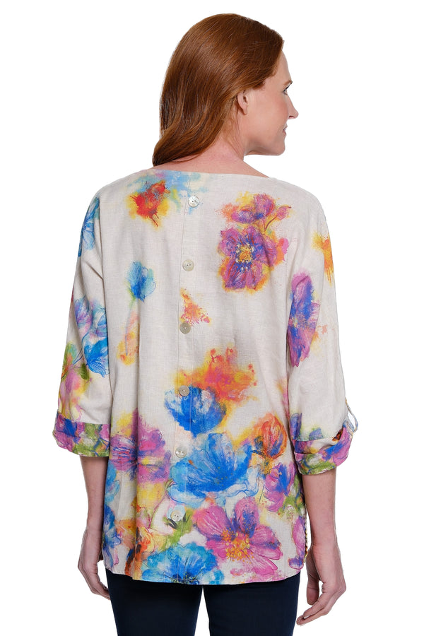 Printed Tunic with Dolman Sleeves - Plus - Floral Multi