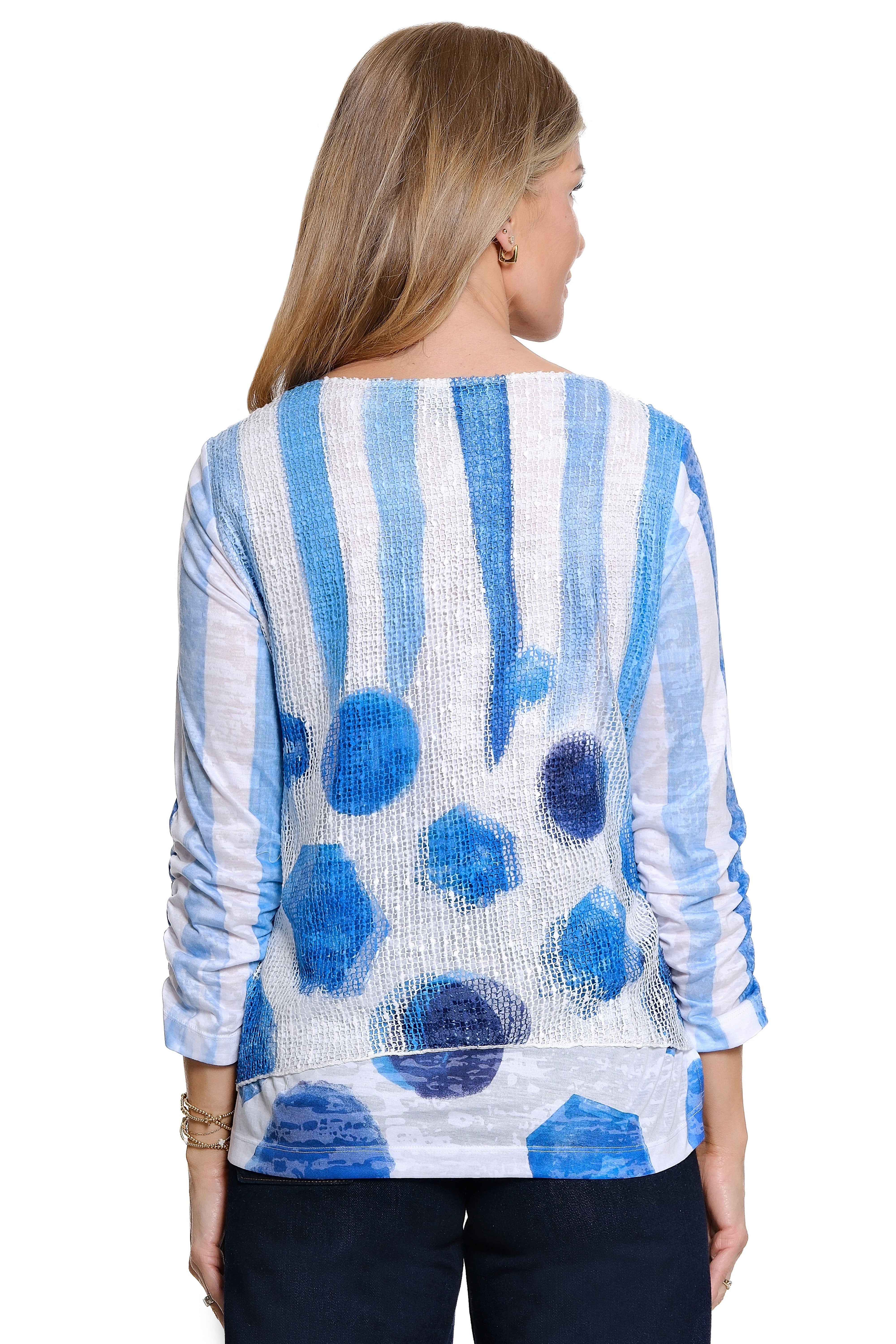 Knit Mesh Overlay Top - Dot Multi