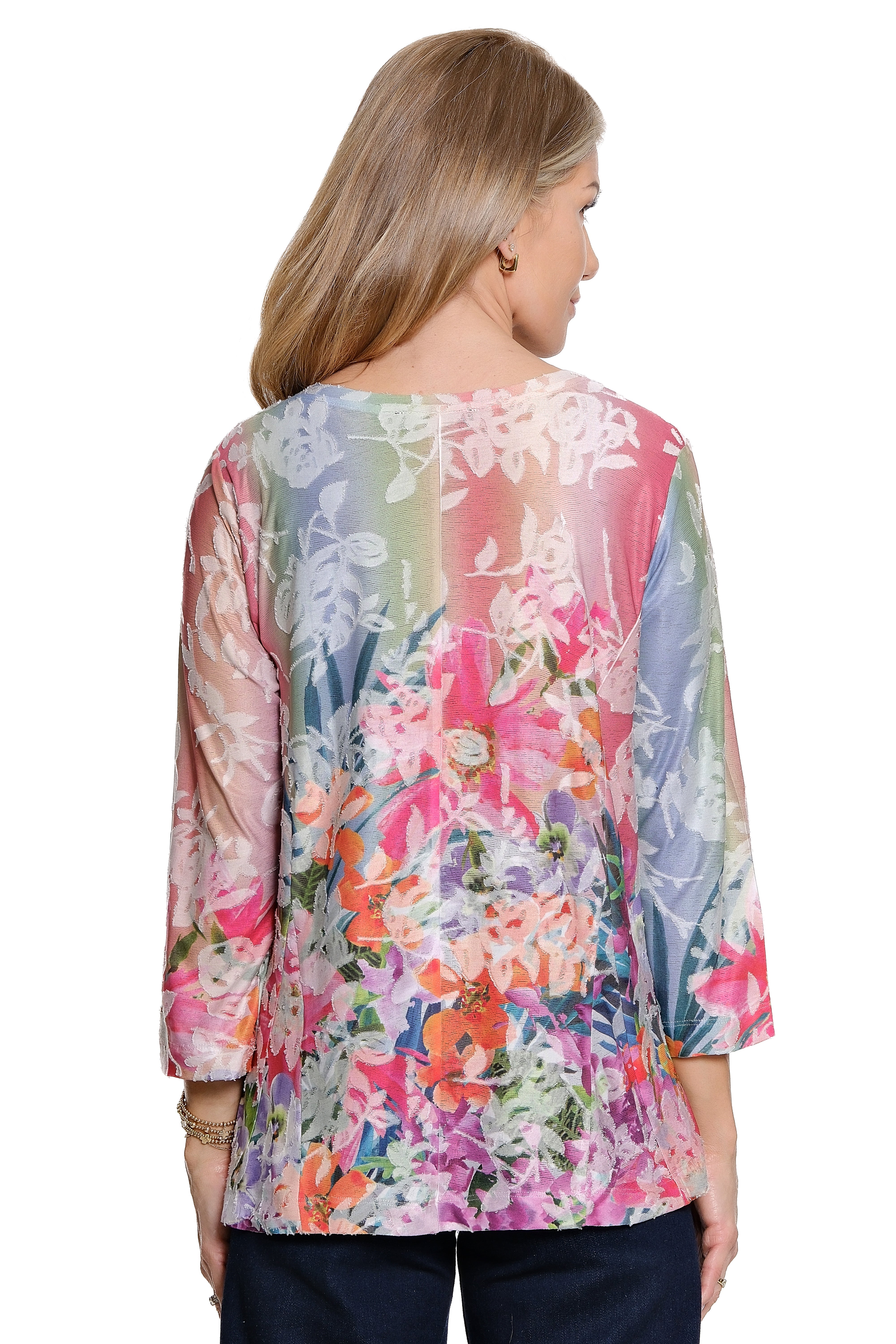 Knit V-Neck Top - Tropical Multi