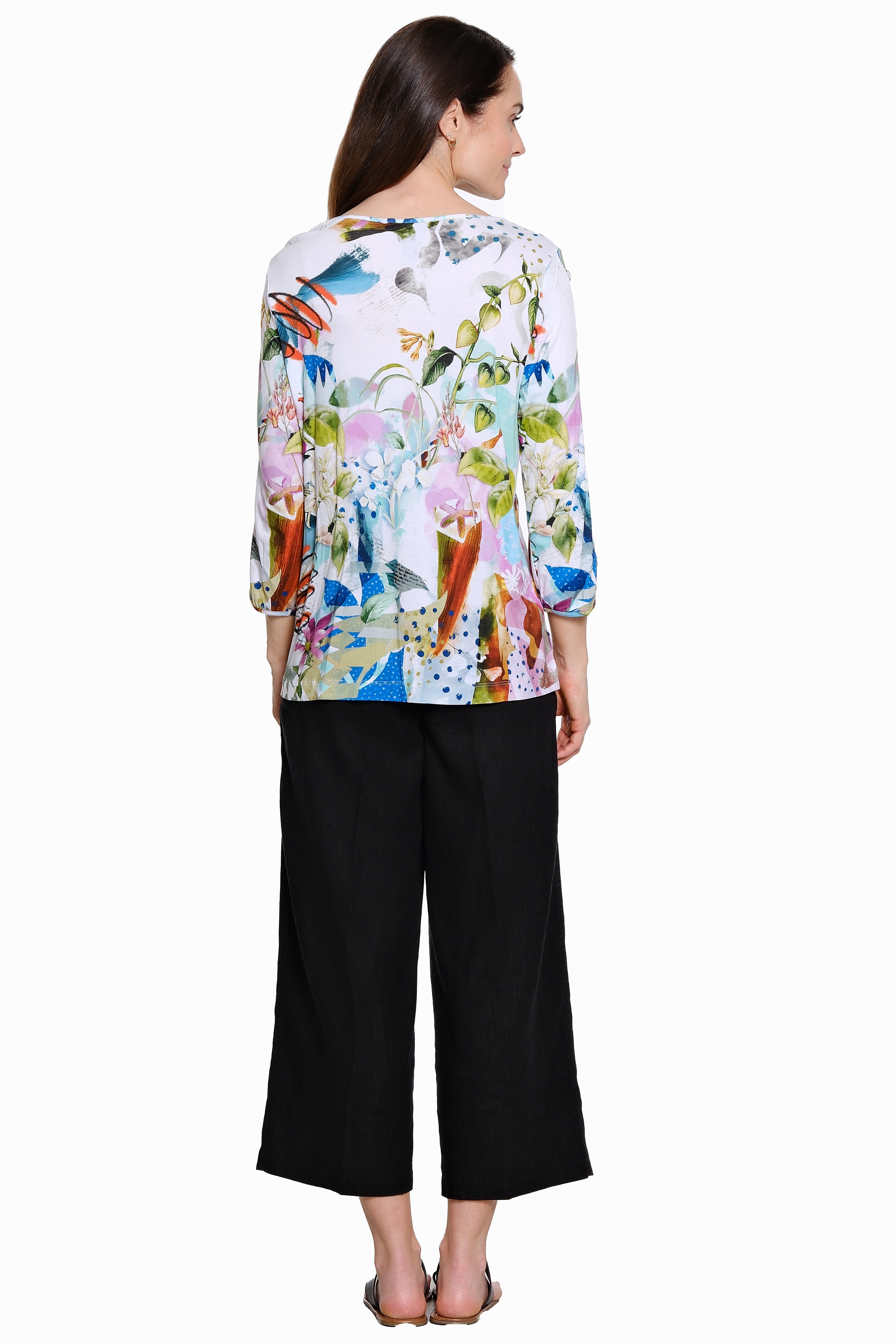 Woven Pull-On Wide Leg Pant - Black