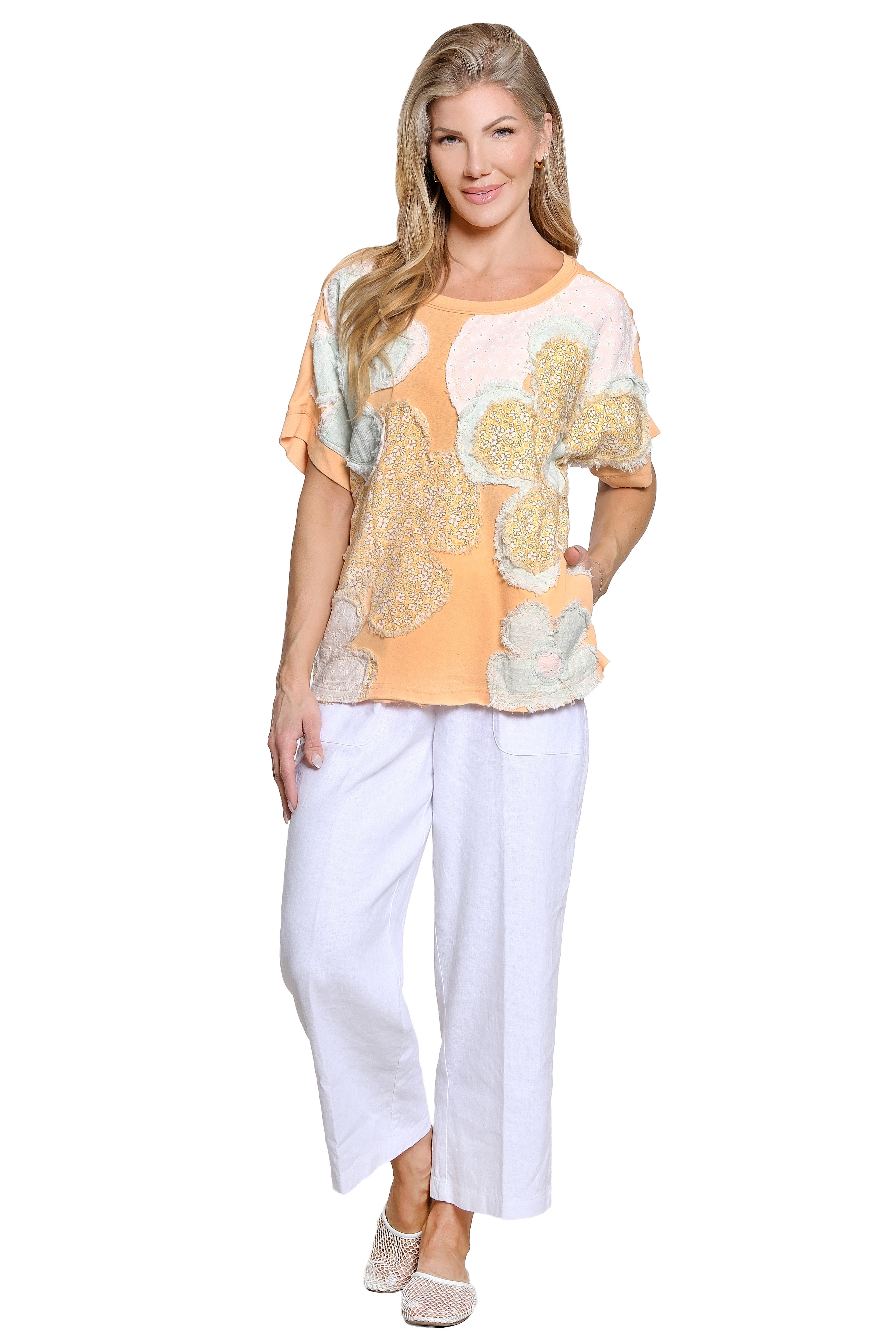 Woven Pull-On Wide Leg Pant - White