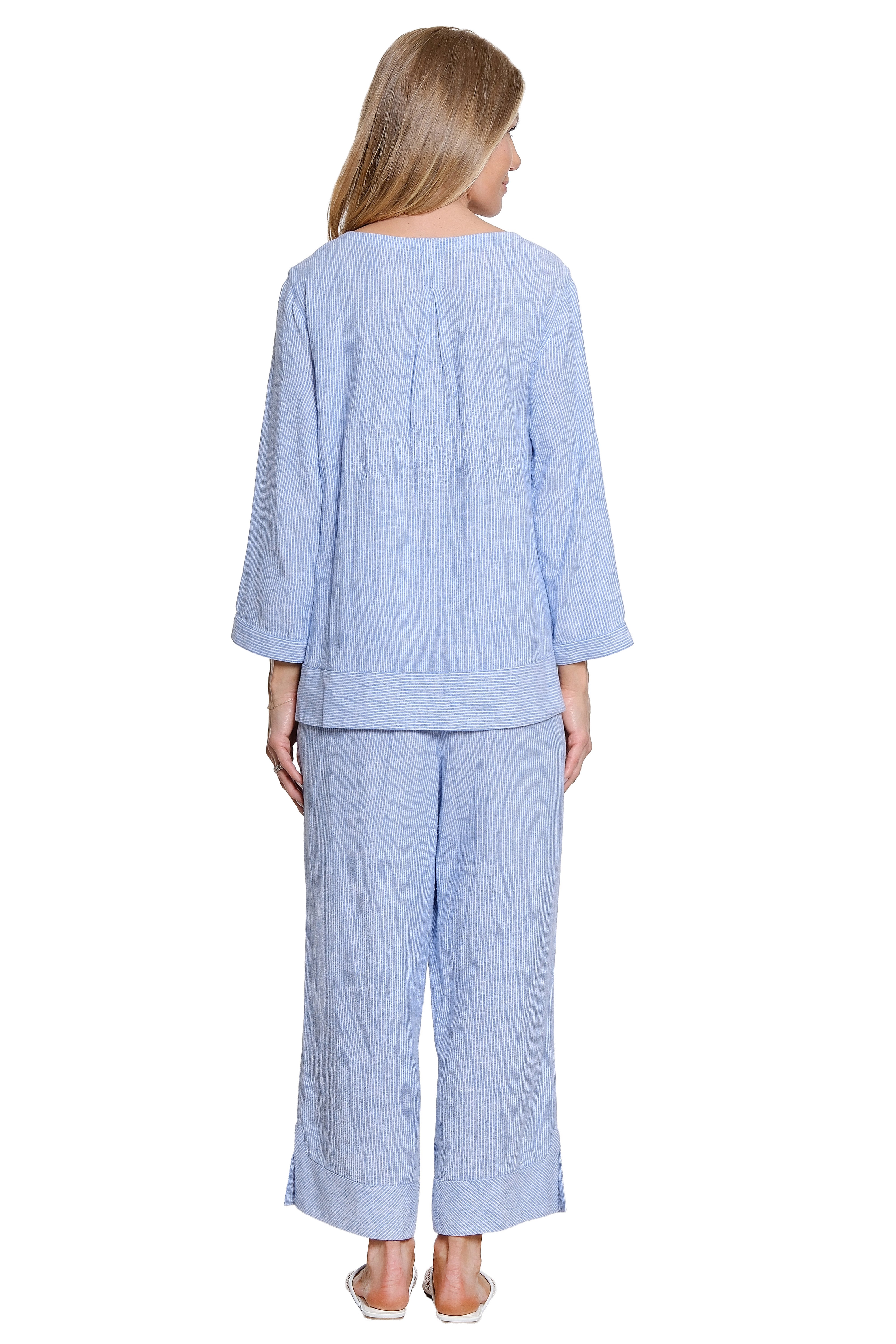 Woven Yarn-Dyed Pull-On Drawstring Pant - Clear Blue