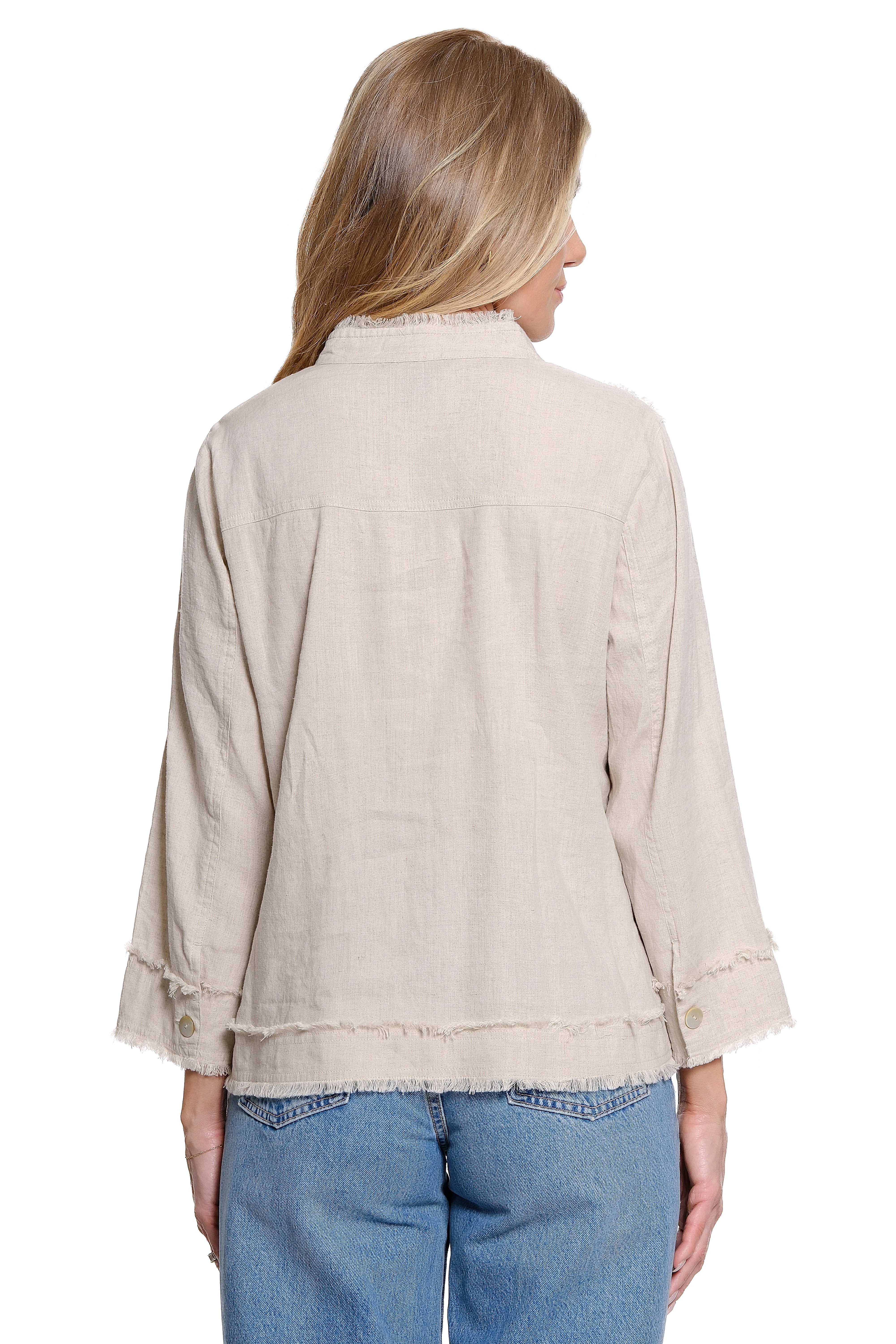 Woven Button Front Jacket - Khaki
